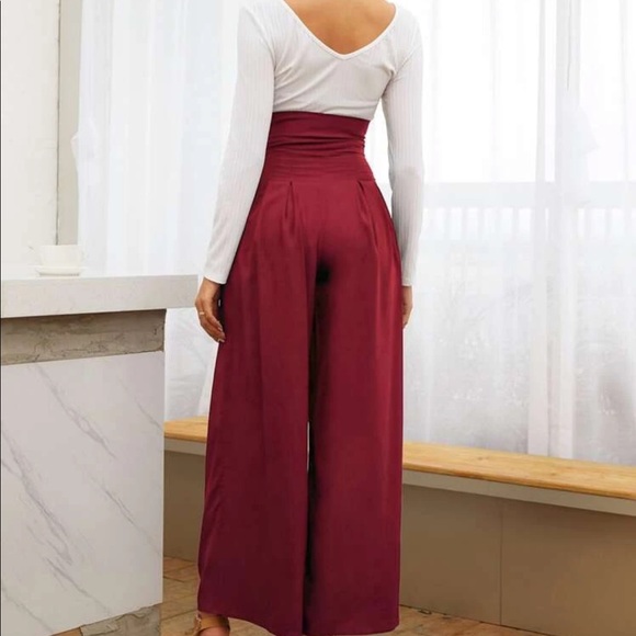 Boho belted high waisted wide leg pants - Picture 8 of 15